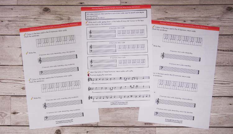 Harmonic minor worksheets music theory