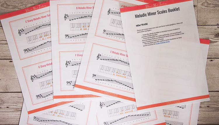 Melodic minor scales booklet